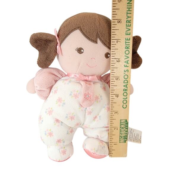 Baby Starters Brunette Plush Doll 10" Floral Pajamas Soft Baby Girl Stuffed Toy - Picture 4 of 8
